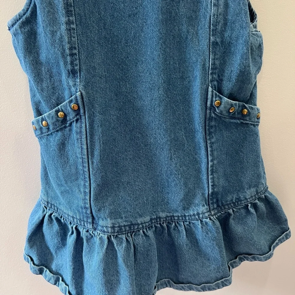 Blue Denim Sleeveless Dress with Ruffle Hem 6T - Picture 2 of 4
